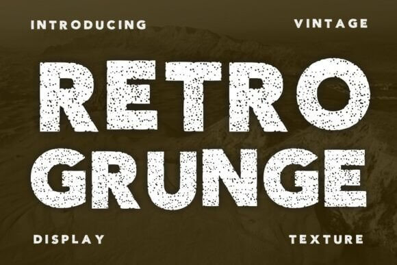 Retro Grunge font preview with textured vintage letters for posters and streetwear