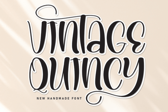 Vintage Quincy font preview with clean old school serif headline lettering