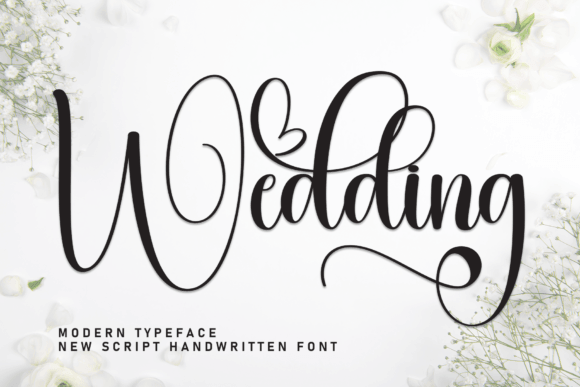 Wedding handwriting font sample with romantic script for invitations and stationery