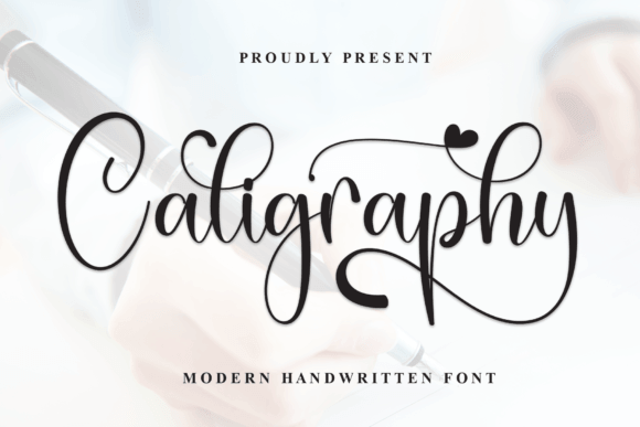 Caligraphy font preview with classic calligraphy-inspired handwriting strokes