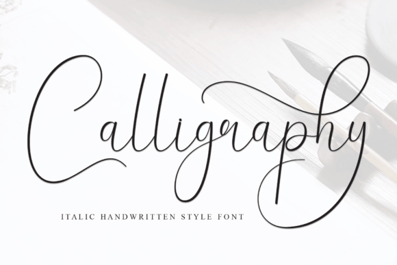 Calligraphy handwriting font preview with elegant flourishes for editorial design