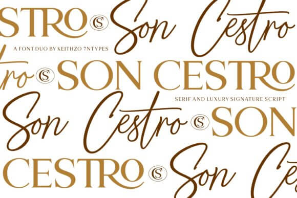 Son Cestro Duo font preview with paired handwritten styles for branding layouts