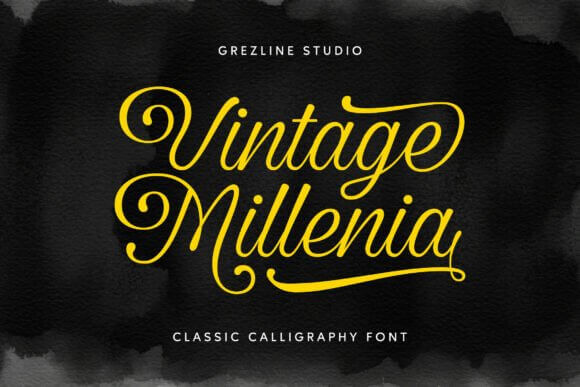 Vintage Millenia font preview with timeless elegant vintage lettering