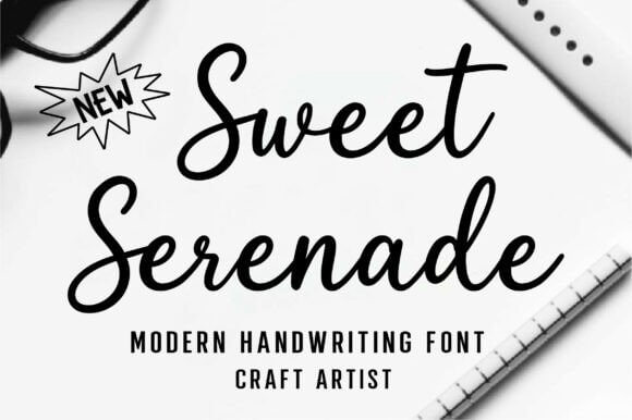 Sweet Serenade font preview with romantic flowing script and graceful letters