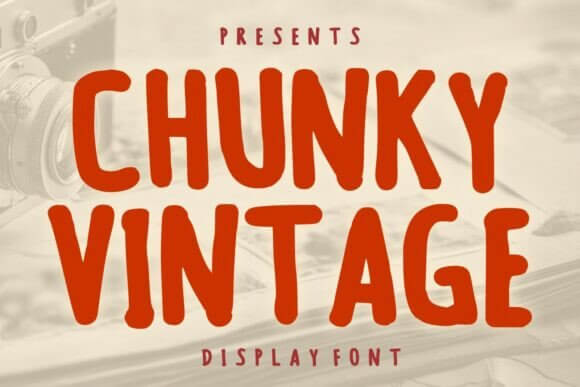 Chunky Vintage font preview with thick playful retro lettering