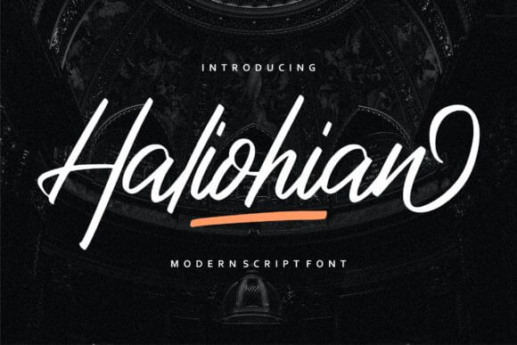 Haliohian font preview for artistic editorial and merchandise design