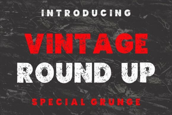 Vintage Round Up font preview with country western poster lettering