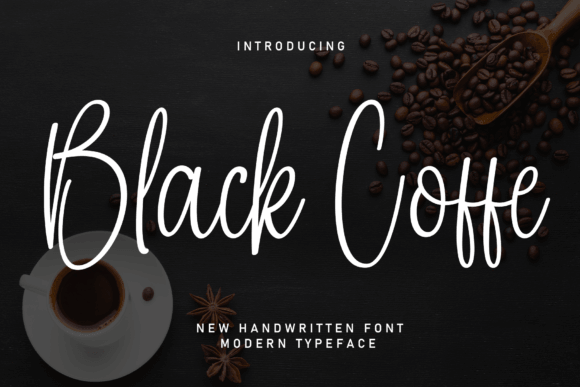 Black Coffe font preview for cafe branding and moody menu design