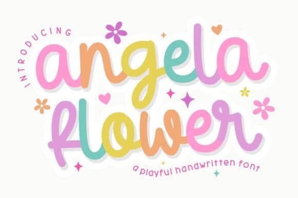 Angela Flower font preview with soft floral script for romantic branding