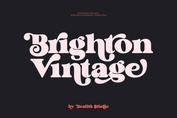 Brighton Vintage font preview with soft heritage retro lettering