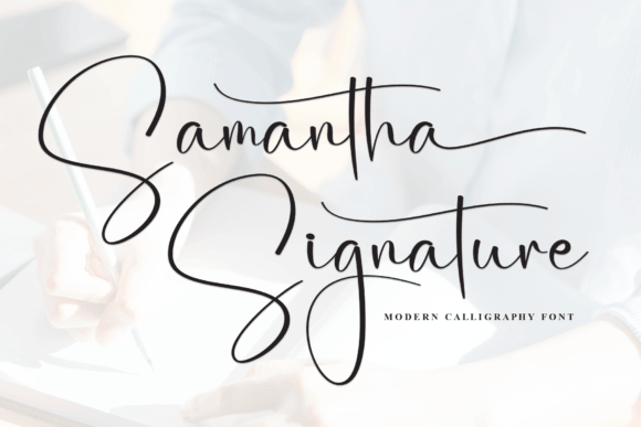 Samantha Signature font preview for elegant branding and wedding design