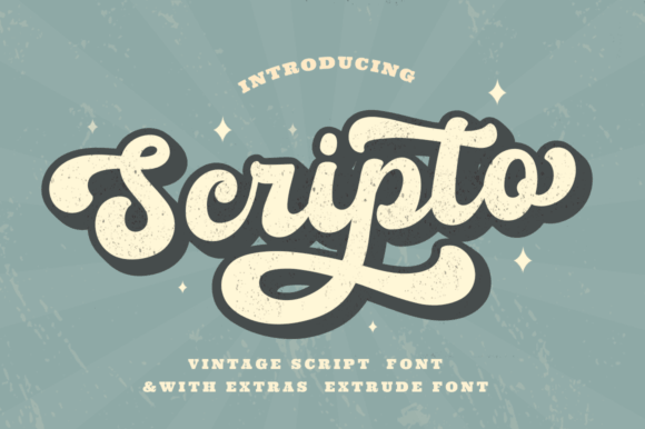 Scripto font preview with flowing vintage handwriting script lettering
