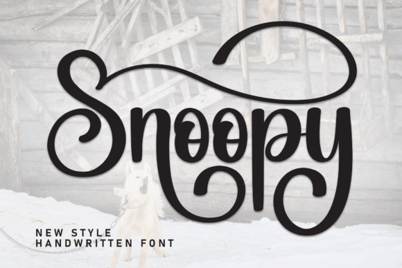 Snoopy handwriting font preview with fun rounded lettering for kids designs