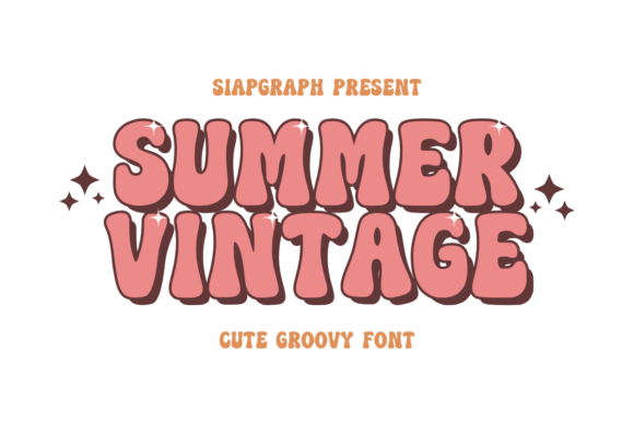 Summer Vintage font preview with playful retro curves and warm 70s style