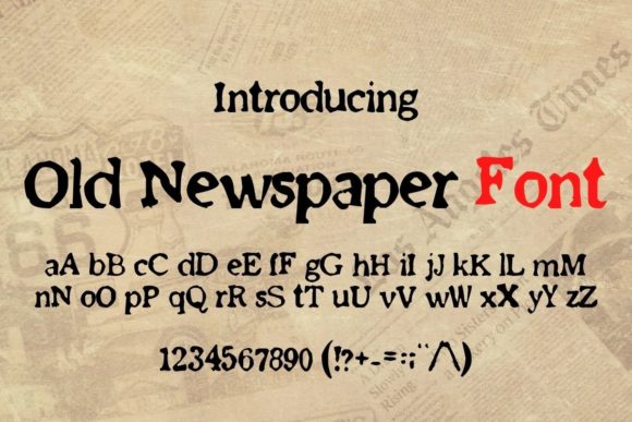 Old Newspaper font preview with distressed editorial vintage type