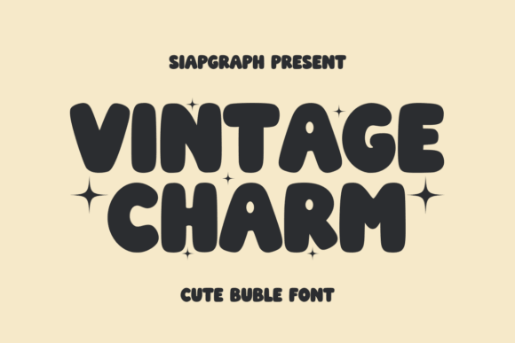 Vintage Charm font preview with elegant vintage lettering and classic flair