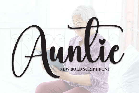 Auntie handwriting font sample with warm homemade lettering for craft branding