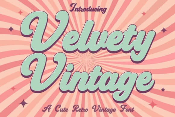 Velvety Vintage font preview with rich retro script and soft luxe details