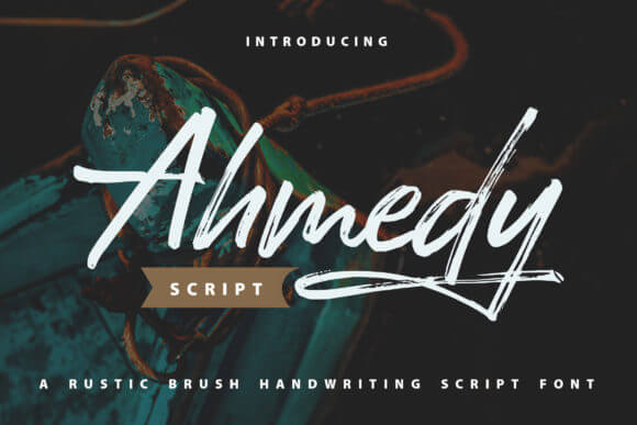 Ahmedy Rustic Brush handwriting script preview for rustic packaging design