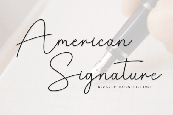 American Signature font preview with elegant signature script for logo design