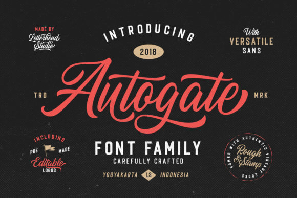 Autogate Duo font preview showing layered retro serif and script font pairing