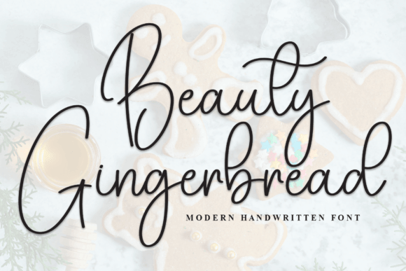 Beauty Gingerbread font preview with cute festive handwritten characters