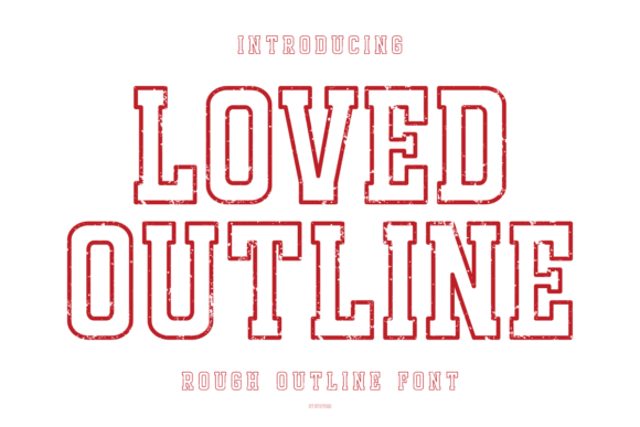 Loved Outline font preview with playful outlined retro letters