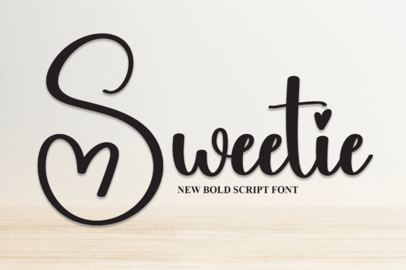 Sweetie handwriting font preview with soft bouncy letters for feminine projects