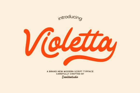 Violetta font preview with romantic handwritten vintage script