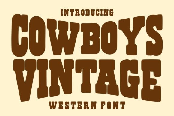 Cowboys Vintage font preview with rugged western display lettering
