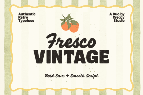 Fresco Vintage Duo font preview with layered vintage duo typography