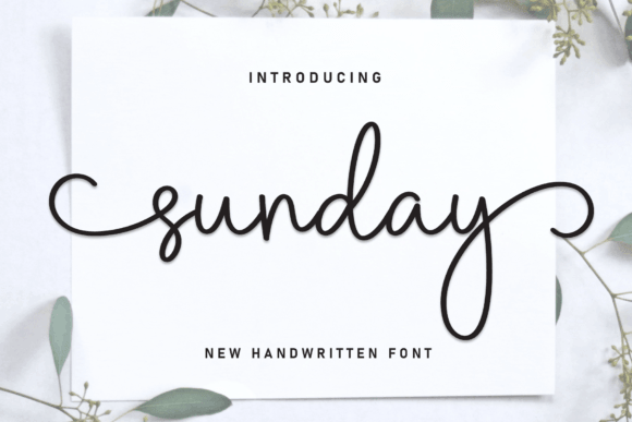 Sunday handwriting font sample with relaxed casual script for social graphics