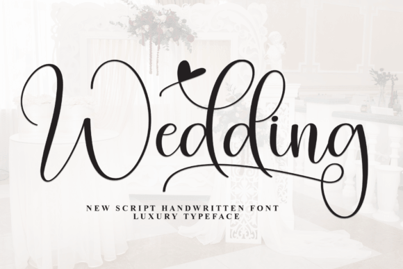 Wedding handwriting font sample with elegant cursive strokes for invitations