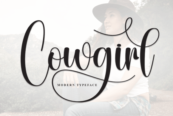 Cowgirl handwriting font preview with western script style for rustic branding
