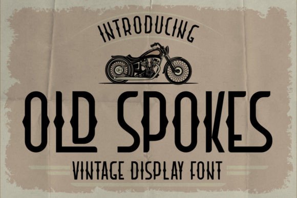 Old Spokes font preview with rugged vintage badge lettering