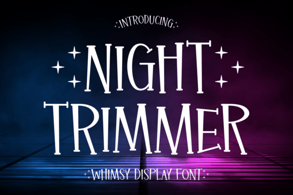 Night Trimmer halloween font preview with sharp spooky letters for horror posters