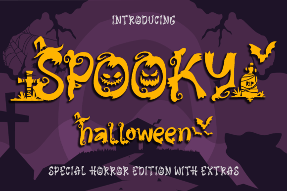 Spooky Halloween font preview with dripping horror letters for Halloween poster design