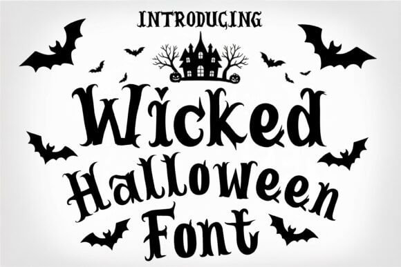 Wicked Halloween font preview with spooky vintage horror lettering