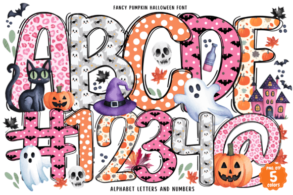 Fancy Pumpkin Halloween font preview with whimsical pumpkin themed lettering
