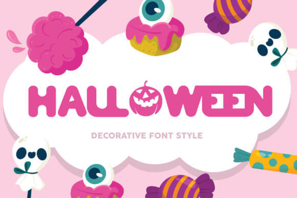 Halloween Cute font preview with soft playful spooky font style