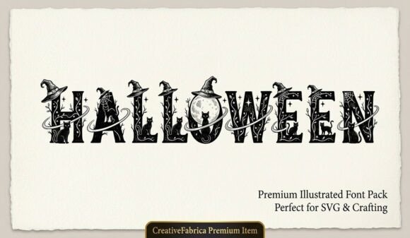 Halloween font preview for vintage October lettering and retro fall graphics