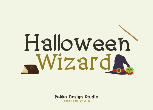 Halloween Wizard magical halloween font preview with fantasy-inspired characters