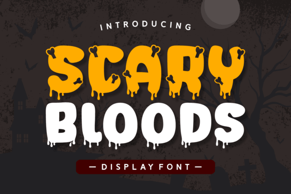 Scary Bloods dripping blood Halloween font preview for slasher style titles