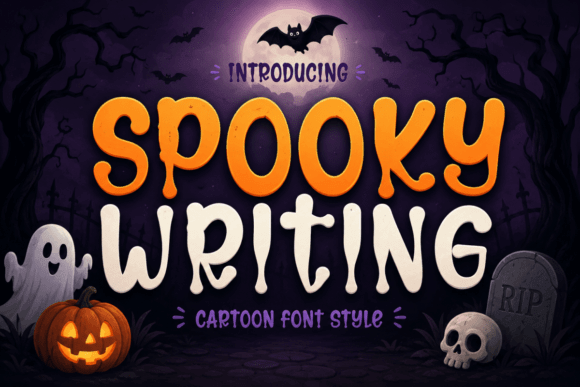 Spooky Writing font preview with handwritten Halloween text style