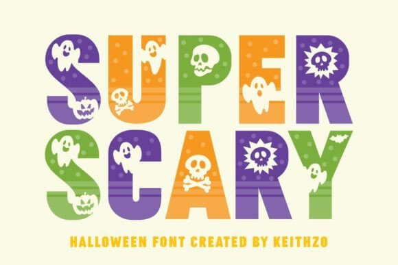 Super Scary font preview with rough frightening lettering for bold Halloween headlines