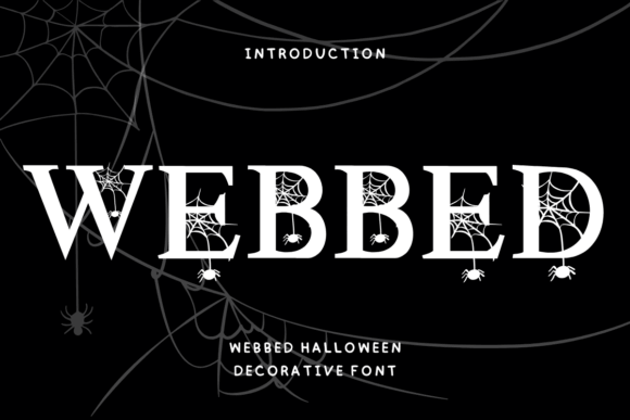 Webbed Halloween font preview with spider web letter details for spooky designs
