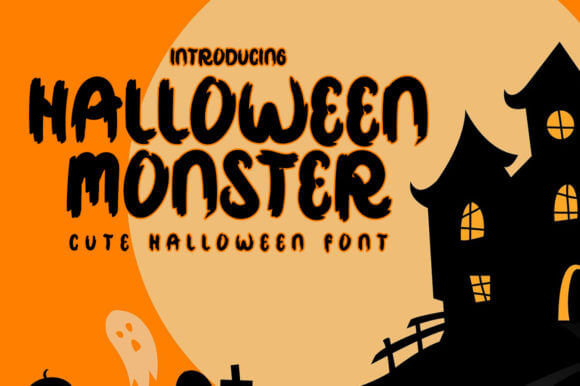 Halloween Monster font preview with chunky monster style letters