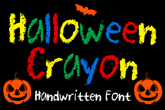 Halloween Crayon font preview with rough hand drawn spooky text