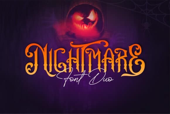 Nightmare font preview with dark horror display typography