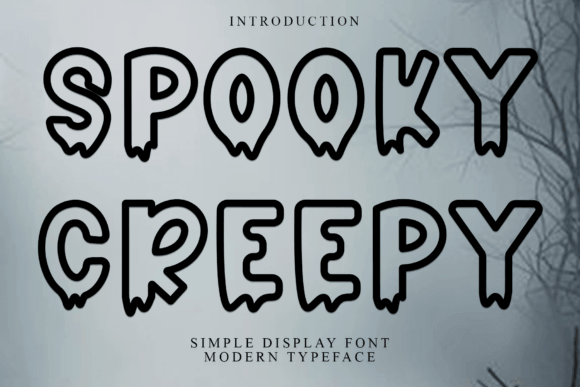 Spooky Creepy font preview with distressed horror style letters for creepy branding